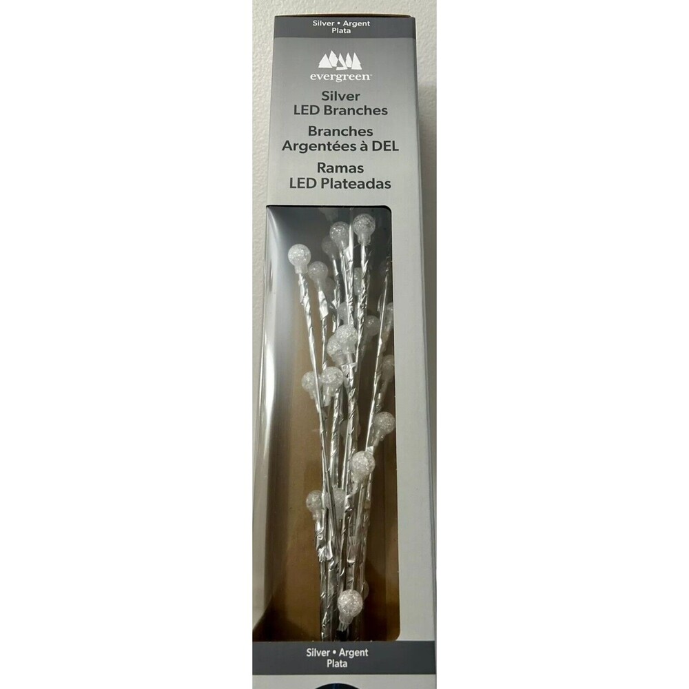 Evergreen 32” LED Bubble Lights Décor Natural Branches, Silver, 2 Pack 4… - Picture 3 of 8